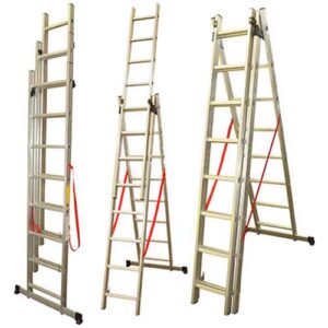 Escalera extensible 3 hojas de aluminio 8 esc.