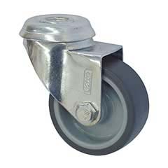 Rueda TPR / PP 100 mm base aguj. y freno   (c/ buje)