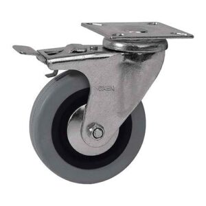 Rueda PVC / PP 100 mm base girat. y freno  (c/ buje)