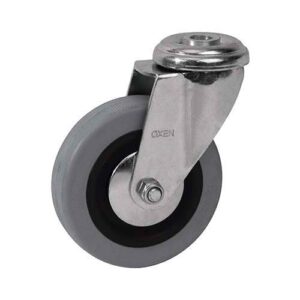 Rueda PVC / PP 100 mm base c/agujero  (c/ buje)