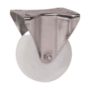 Rueda PP blanca 100 mm - base fija (c/ buje)