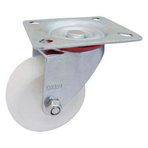 Rueda PP blanca 100mm - base giratoria (c/ buje)