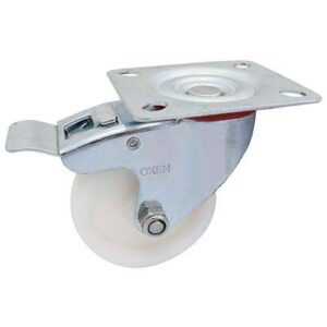 Rueda PP blanca 100 mm - base girat. c/freno (c/ buje)