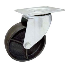 Rueda hierro alta temp. 100 mm base girat. (c/ buje)