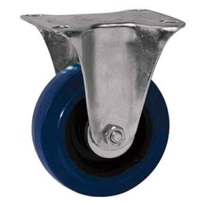 Rueda goma elast. azul 100 mm base fija (c/ rodillo)