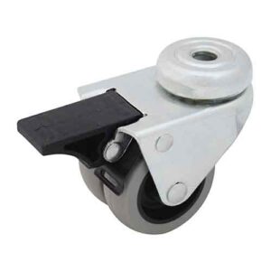 Rueda doble nylon 50 mm base aguj. y freno