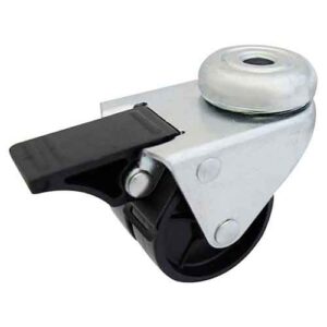 Rueda doble PP negro 50 mm base aguj. y freno