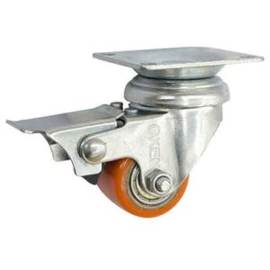 Rueda piano PU 35 mm base gir. y freno (2 rulemanes)