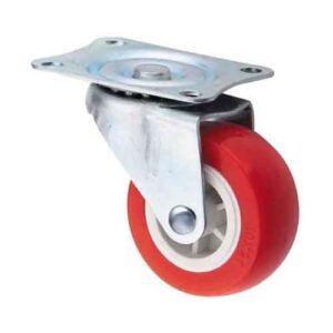 Rueda PP / PVC rojo 40 mm base girat. chica