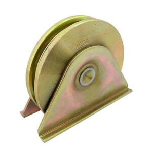 Rueda acero porton "U" 100 mm c/ soporte (ruleman)