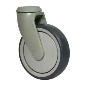 Rueda hospital TPR 100 mm base nylon c/ agujero (c/ rulem.)