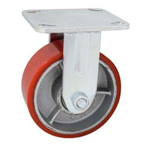 Rueda fund. y PU rojo 125 mm fija (2 rulemanes)