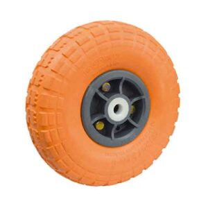Rueda semi neum naranja centrada 3.50-4" buje 16 mm