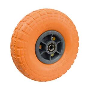 Rueda semi neum naranja centrada 3.50-4" rule 16 mm