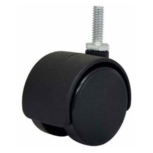 Rueda doble PP negro 40 mm rosca 1/4"