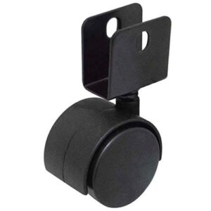 Rueda doble PP negro 50 mm base U 16 mm negra