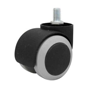 Rueda doble nylon / PU gris 50 mm - rosca 3/8